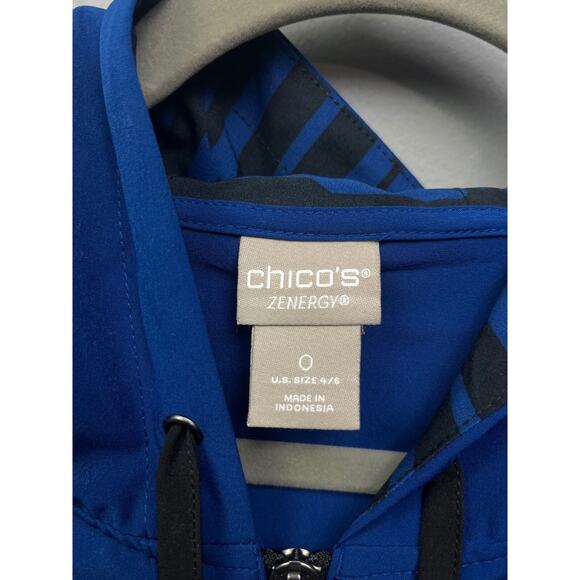 Chicos Zenergy Jacket Womens small (0)‎ black/blue full zip lightweight Hooded - Picture 4 of 7